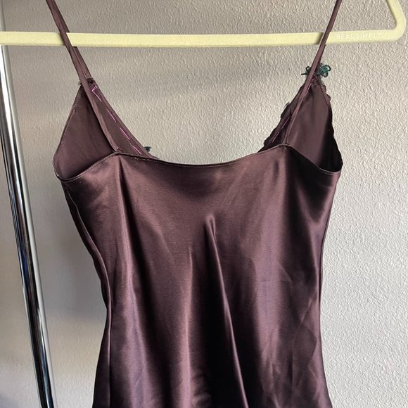CHOCOLATE VITAGE Y2K FLORAL SEQUIN SILK SLIP - Picture 2 of 4